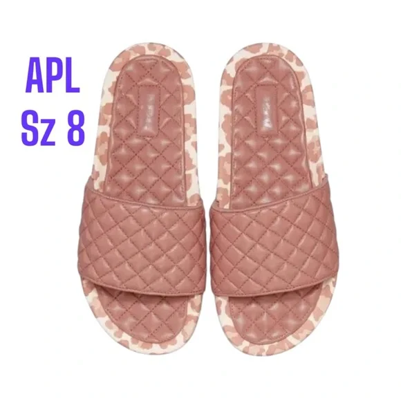 617. NEW SIZE 13 APL Quilted Slide Sandals in Tan and White Trim APL | Shoes | Stylish Tan Slide Sandals | Poshmark main image 2